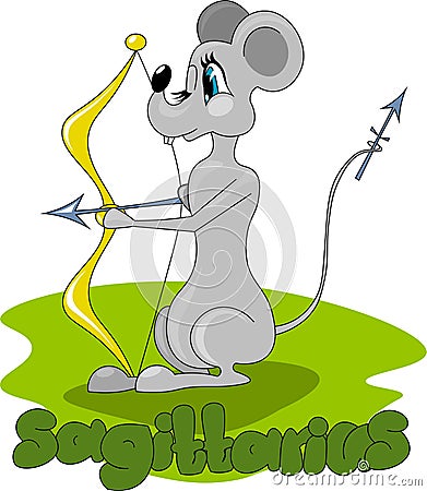 Rat with bow and arrows Stock Photo